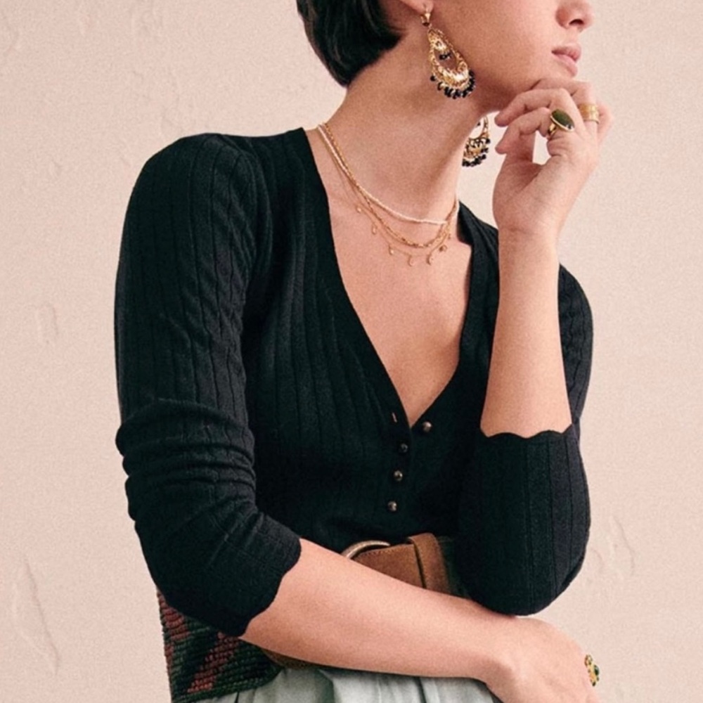 Sezane black ribbed shirt